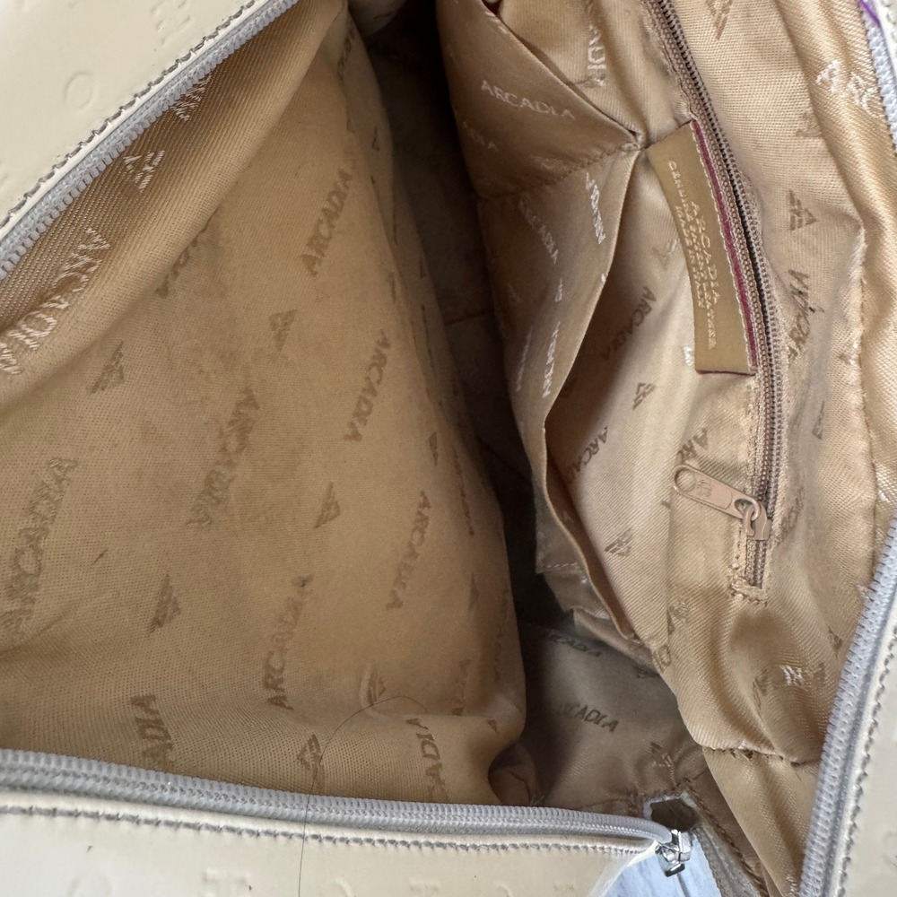 Arcadia Cream Patent Satchel Backpack with Tan Straps - Picture 8 of 8